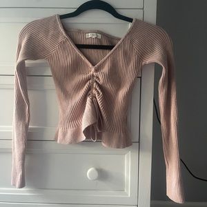 dusty rose ribbed long sleeve